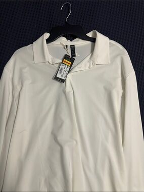 Men's Cream Long-Sleeve Polo Shirt - Adidas